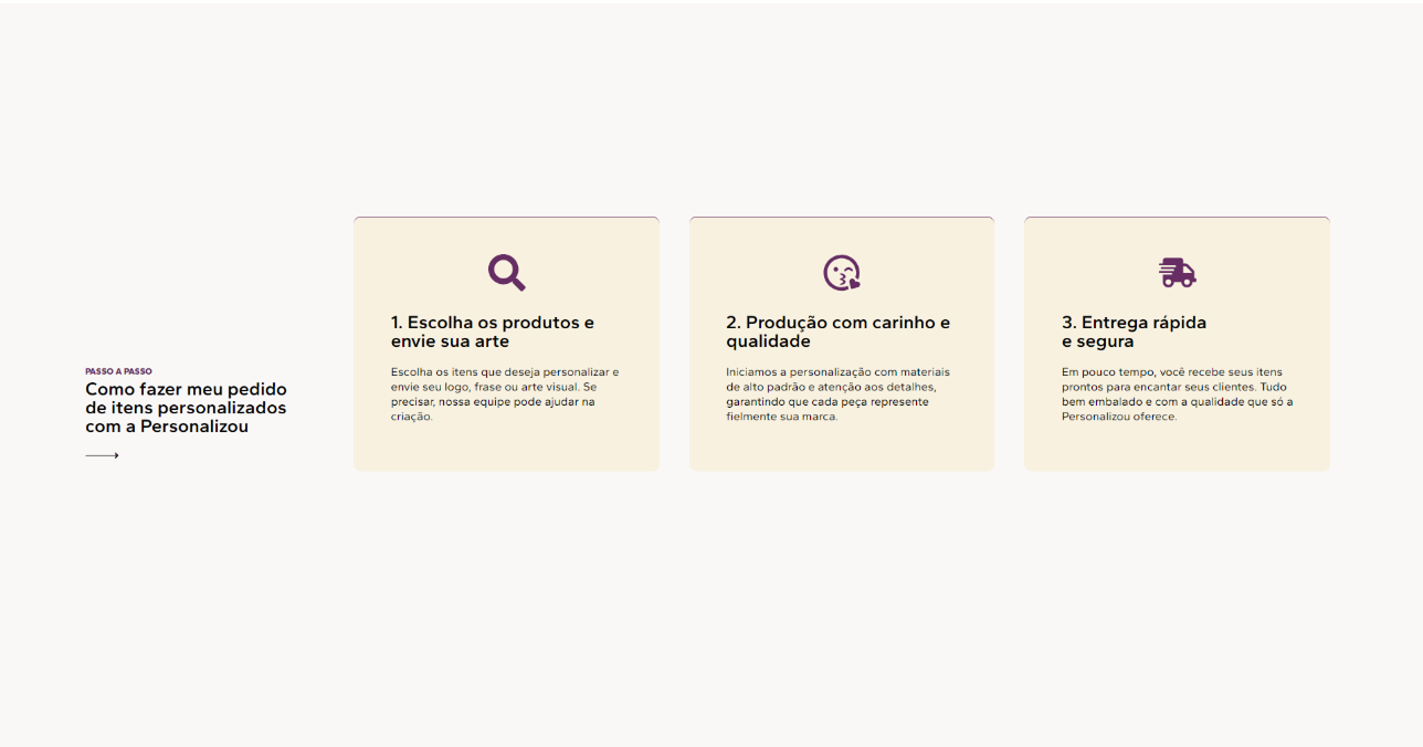 Case Personalizou - quarta tela do projeto de site institucional