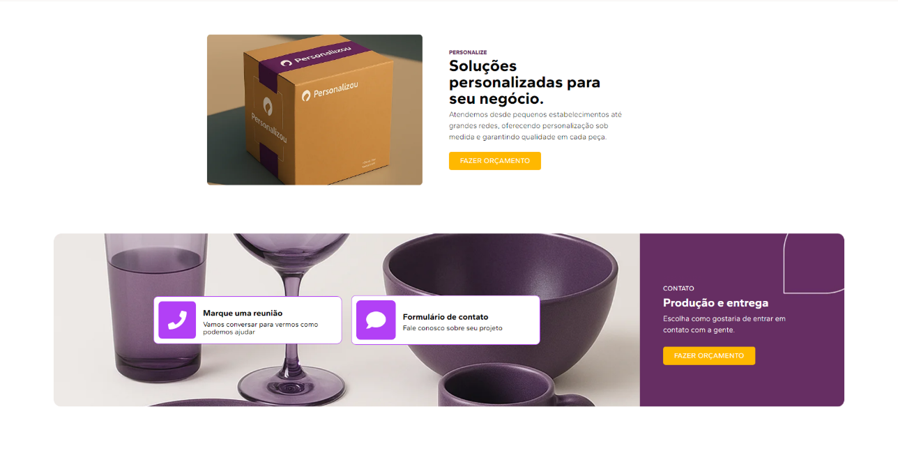 Case Personalizou - quinta tela do projeto de site institucional