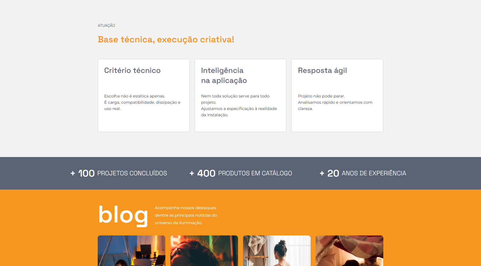 Case Unilumi - terceira se??o do site institucional